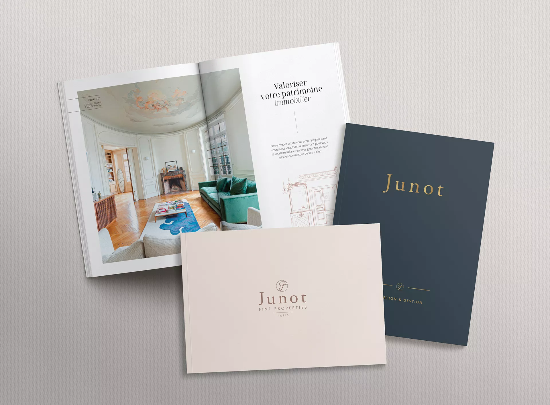 Brochures réalisée par l'équipe communication de Junot pour vendre un bien