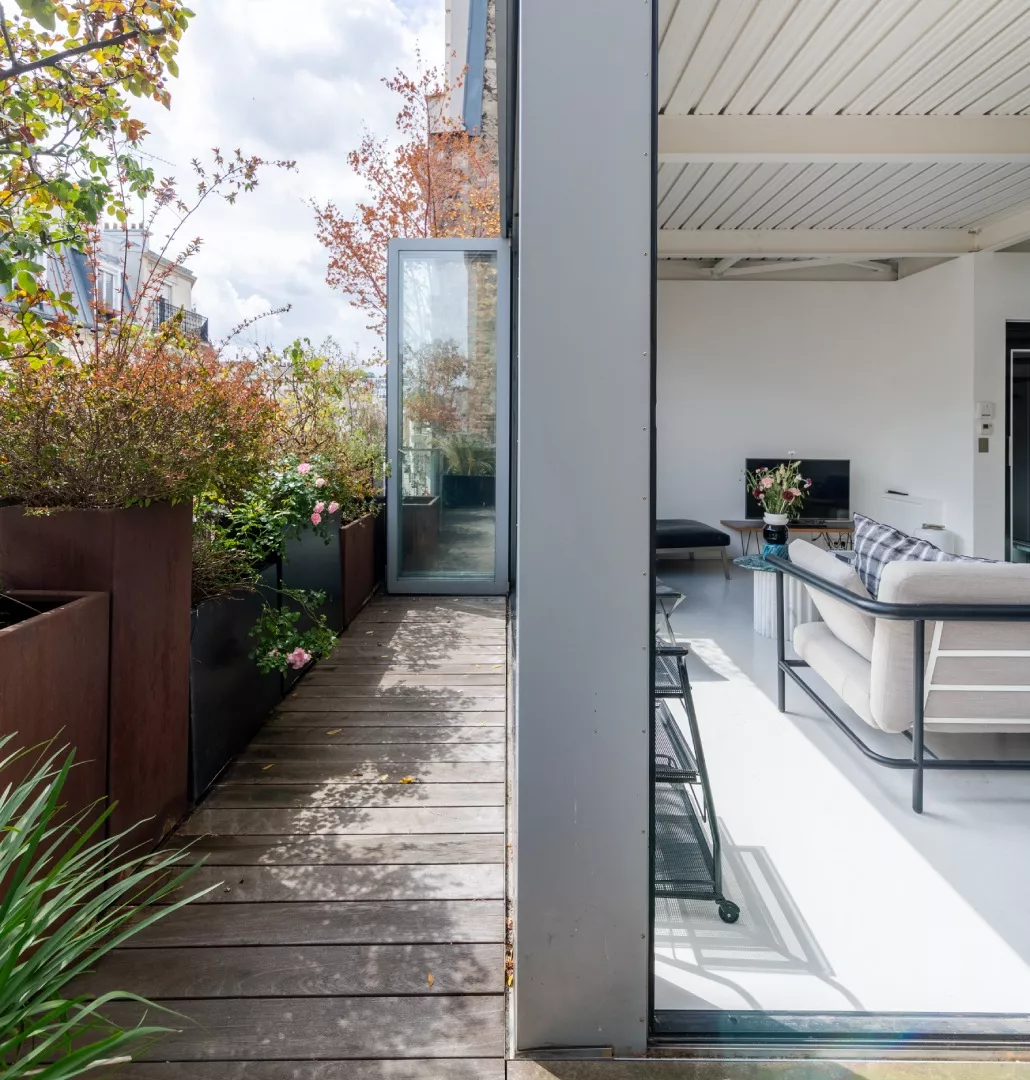 Photo of the terrace overlooking the living room